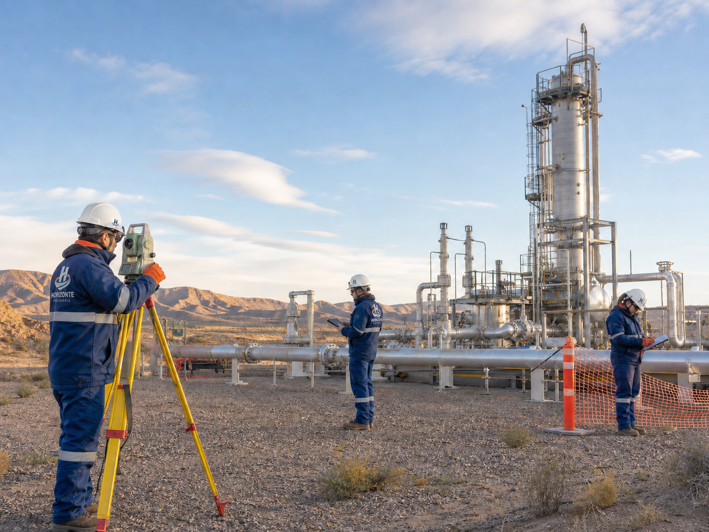 Equipo técnico realizando tareas de relevamiento en una instalación industrial