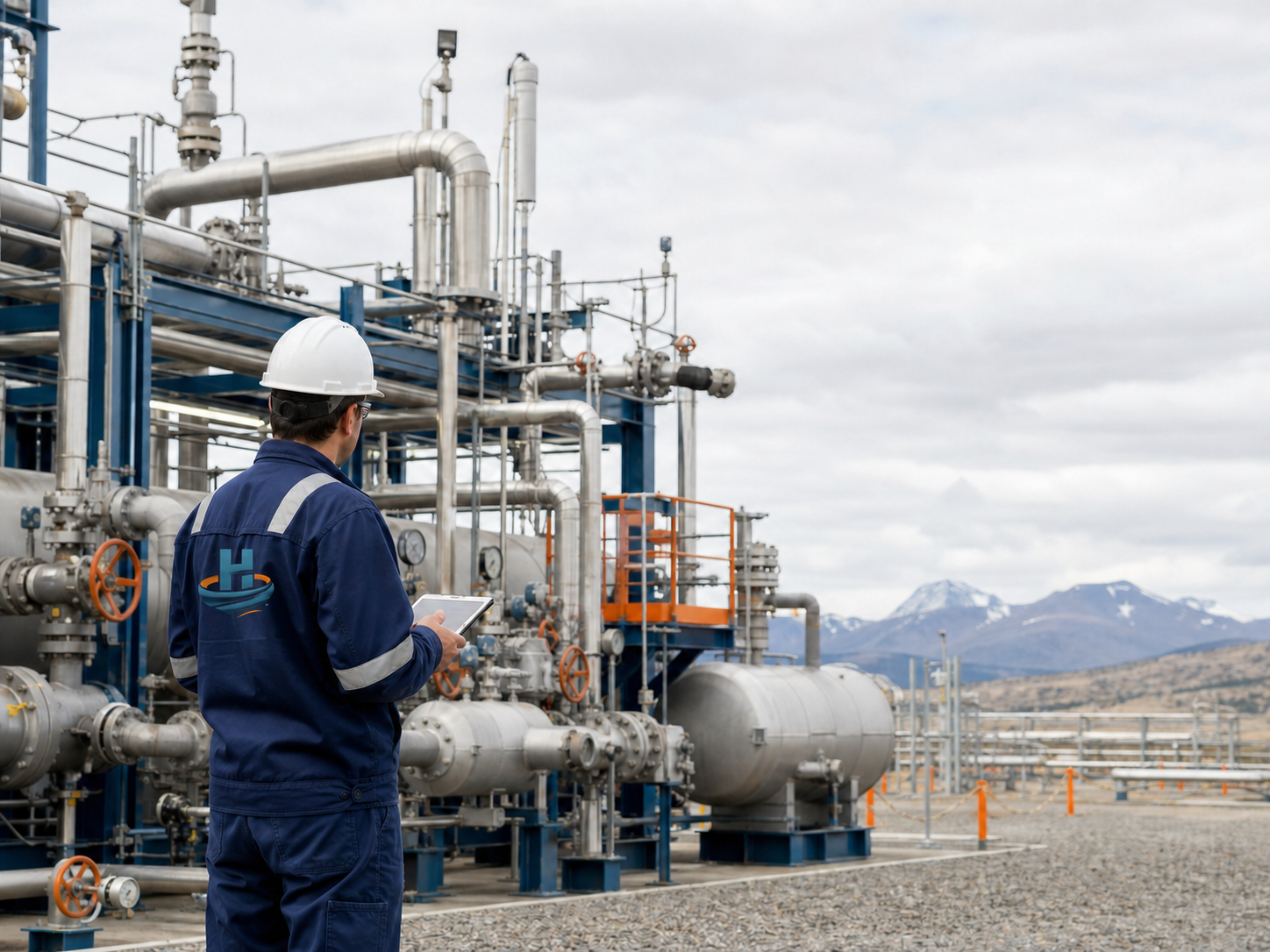 Profesional de Horizonte trabajando en una instalación industrial de piping